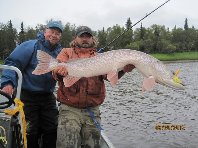 A huge pike played with 8lbs leader line at Lough Lene