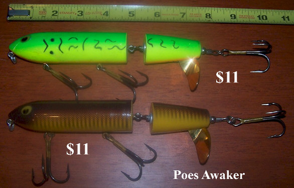 Lot of 7 Vtg Poe's Crankbait Lures 3 - 3 1/2