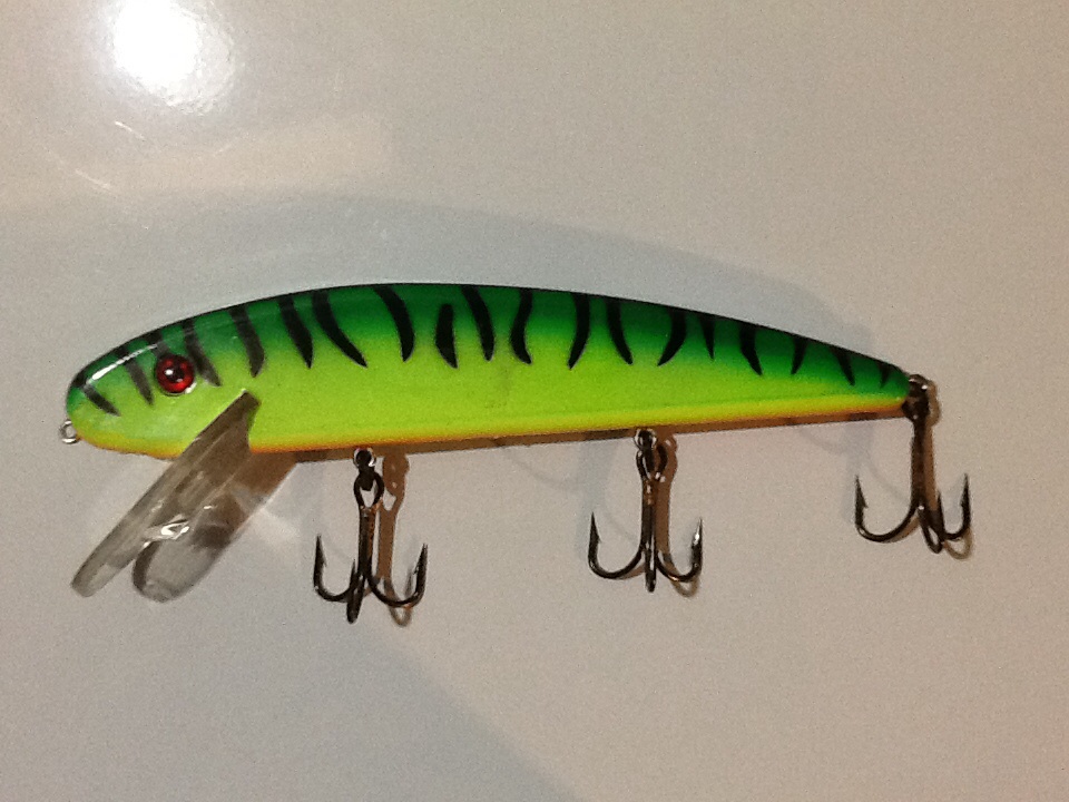 Vintage 6 Grandma Bait Musky Muskie Crankbait Fishing Lure Fire Tiger