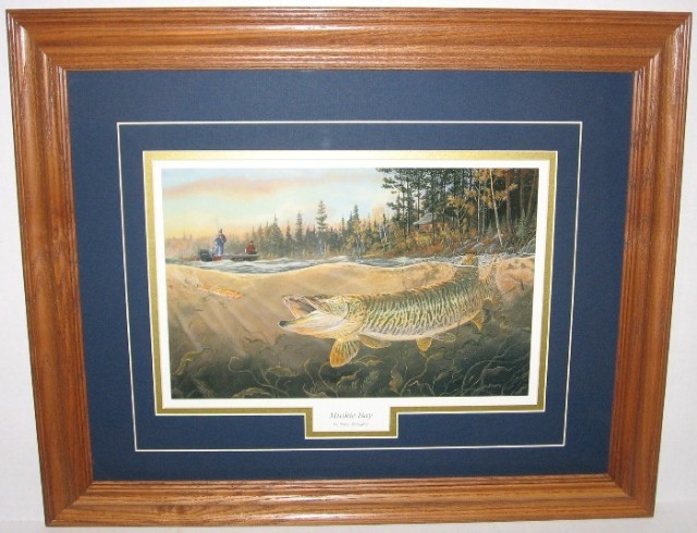 Scott Zoellick Beginners Luck Boy Fishing Art Print-S/N Framed 25 x 19