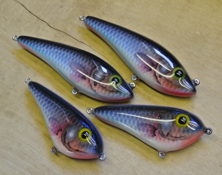 MuskieFIRST  Pictures of baits » Basement Baits and Custom Lure Painting »  More Muskie Fishing