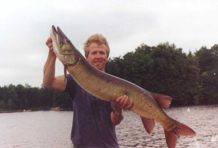 New personal best Tiger Muskie. This is the smaller of the two I caught.  The biggest one was 53 inches, horrible photos. This one is 48 inches.  GREAT way to spend a