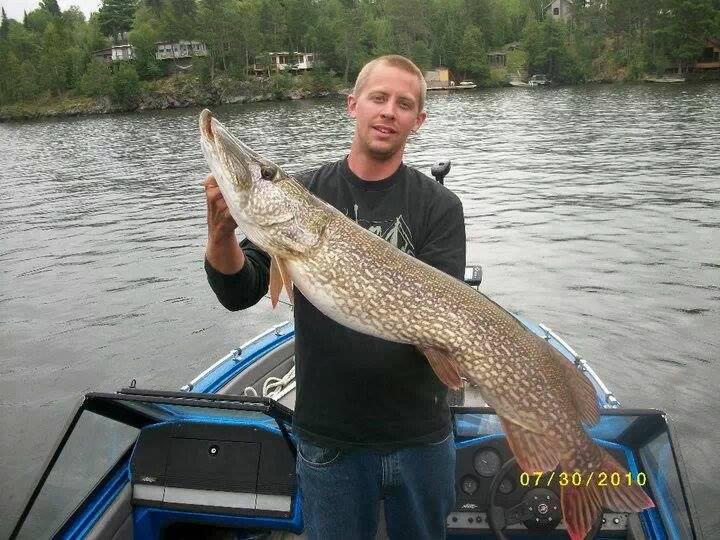 Derek catches unofficial state record Tiger Musky (52 inches) and lands  front page of Livingston Sports Section, August 2011